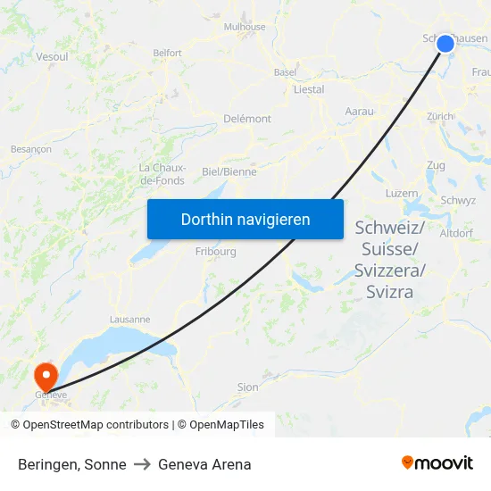 Beringen, Sonne to Geneva Arena map