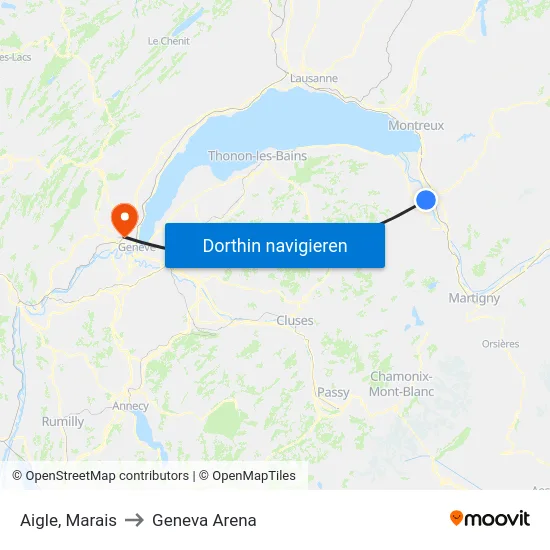 Aigle, Marais to Geneva Arena map
