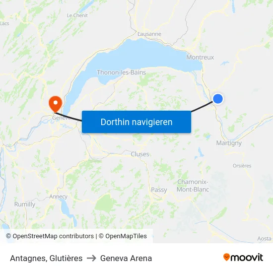 Antagnes, Glutières to Geneva Arena map