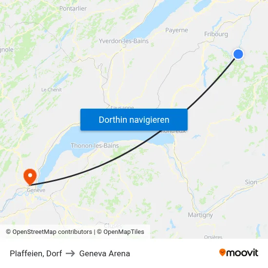 Plaffeien, Dorf to Geneva Arena map