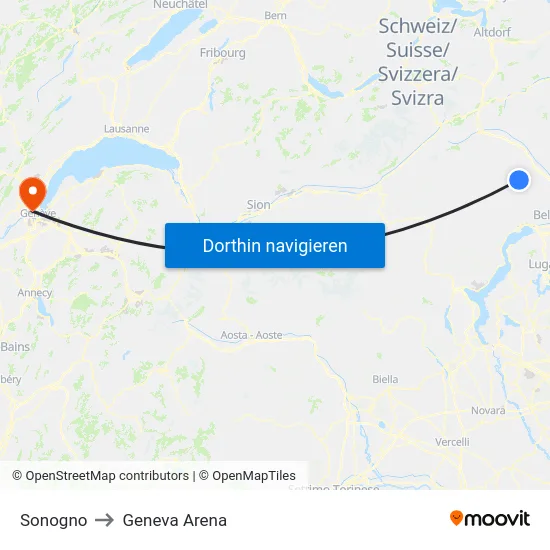 Sonogno to Geneva Arena map