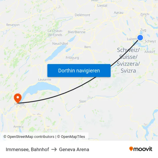 Immensee, Bahnhof to Geneva Arena map