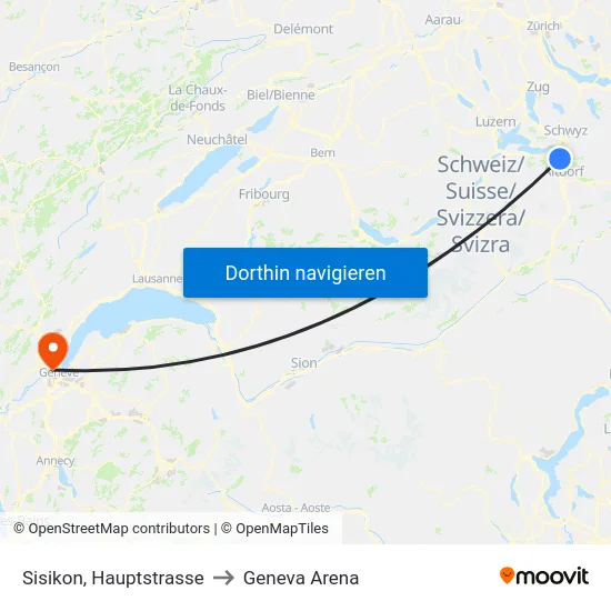 Sisikon, Hauptstrasse to Geneva Arena map