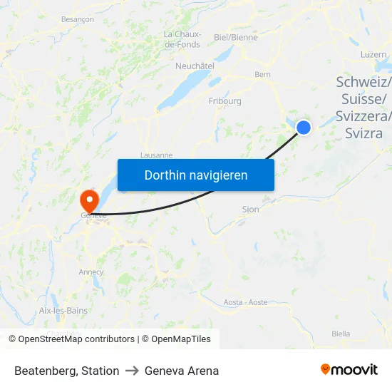 Beatenberg, Station to Geneva Arena map