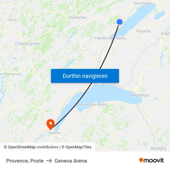 Provence, Poste to Geneva Arena map