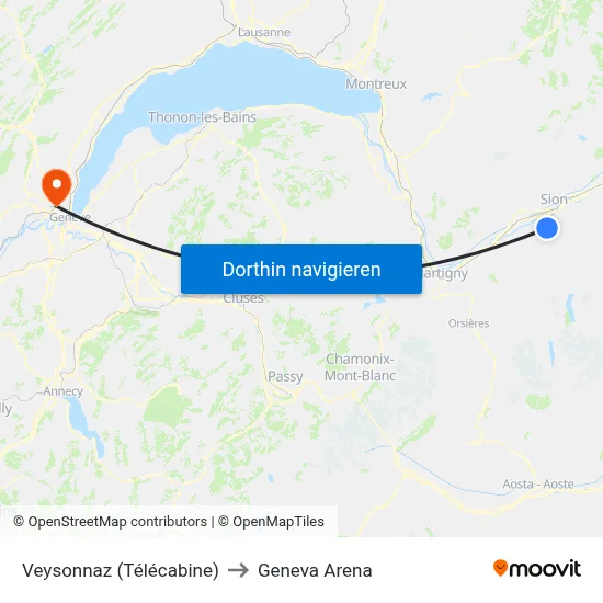 Veysonnaz (Télécabine) to Geneva Arena map