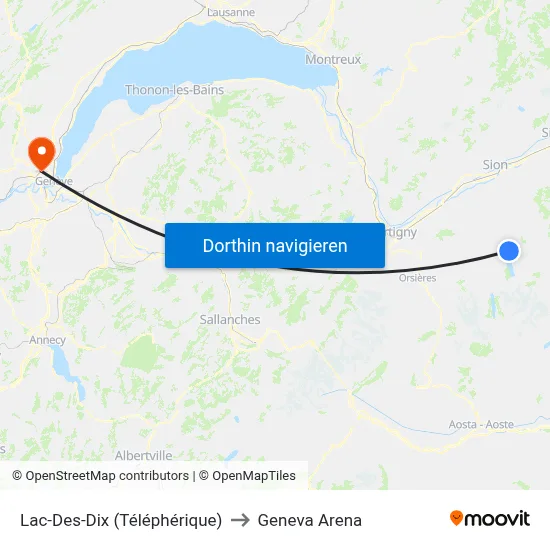 Lac-Des-Dix (Téléphérique) to Geneva Arena map