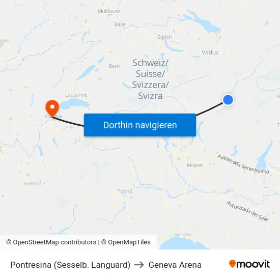 Pontresina (Sesselb. Languard) to Geneva Arena map