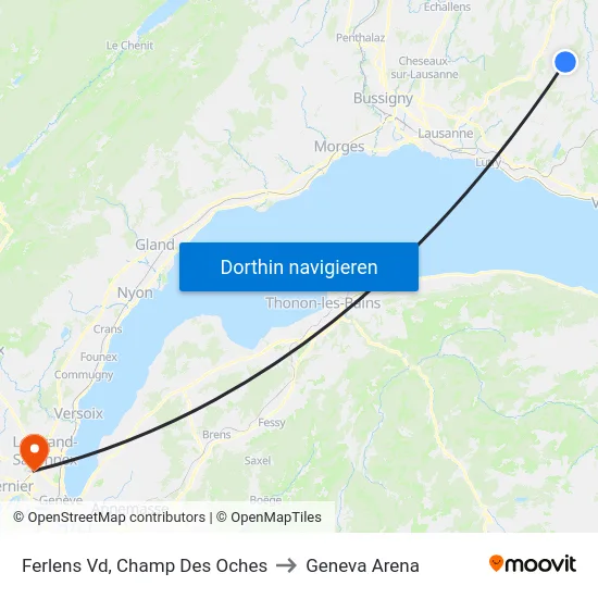 Ferlens Vd, Champ Des Oches to Geneva Arena map