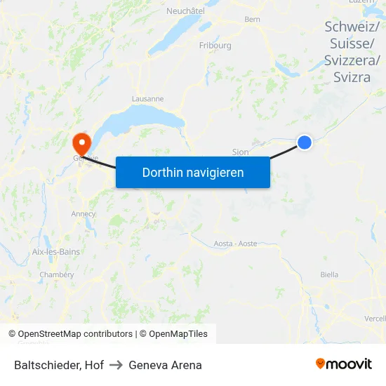 Baltschieder, Hof to Geneva Arena map