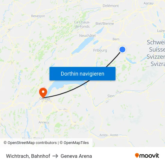 Wichtrach, Bahnhof to Geneva Arena map