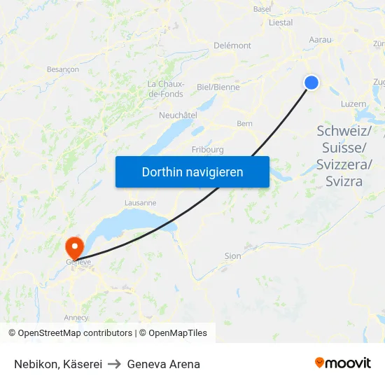Nebikon, Käserei to Geneva Arena map