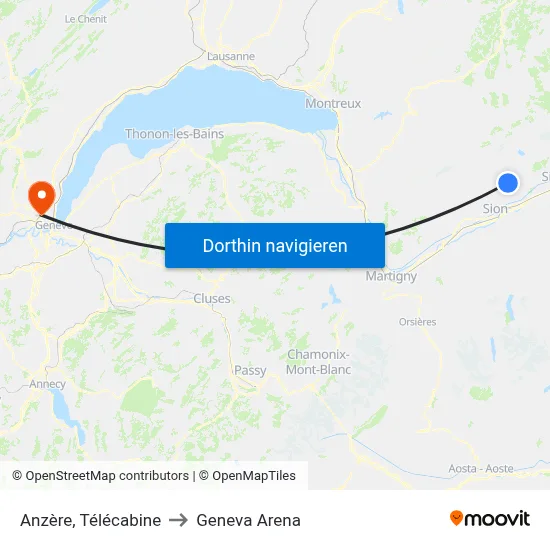 Anzère, Télécabine to Geneva Arena map