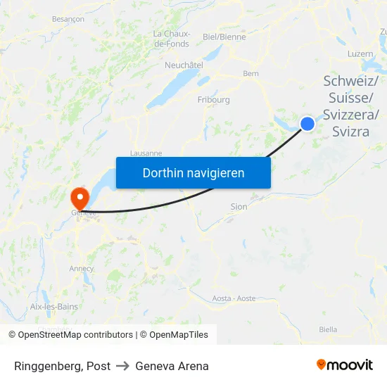 Ringgenberg, Post to Geneva Arena map