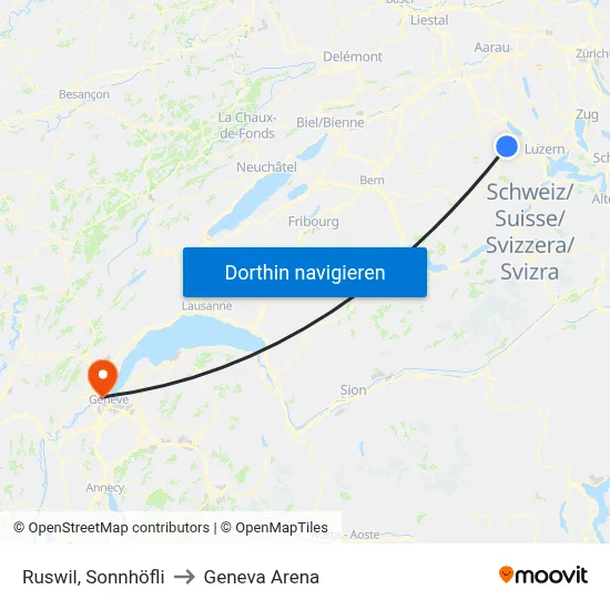 Ruswil, Sonnhöfli to Geneva Arena map
