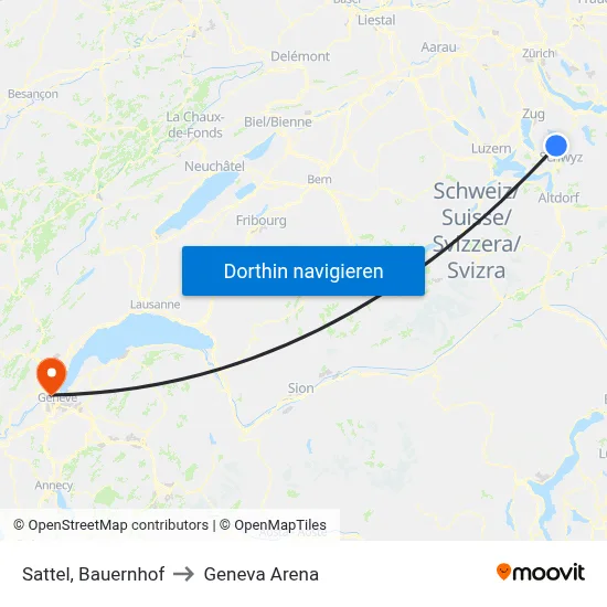 Sattel, Bauernhof to Geneva Arena map