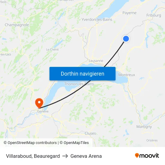 Villaraboud, Beauregard to Geneva Arena map