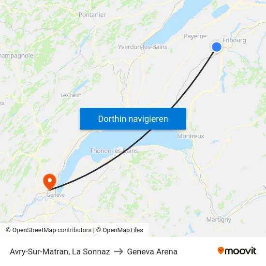 Avry-Sur-Matran, La Sonnaz to Geneva Arena map