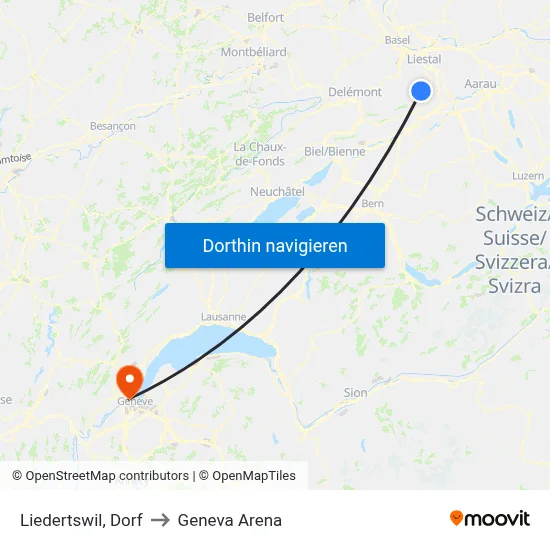 Liedertswil, Dorf to Geneva Arena map