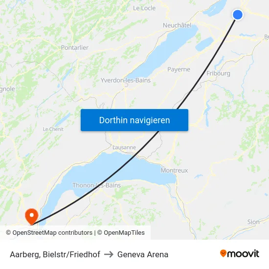 Aarberg, Bielstr/Friedhof to Geneva Arena map