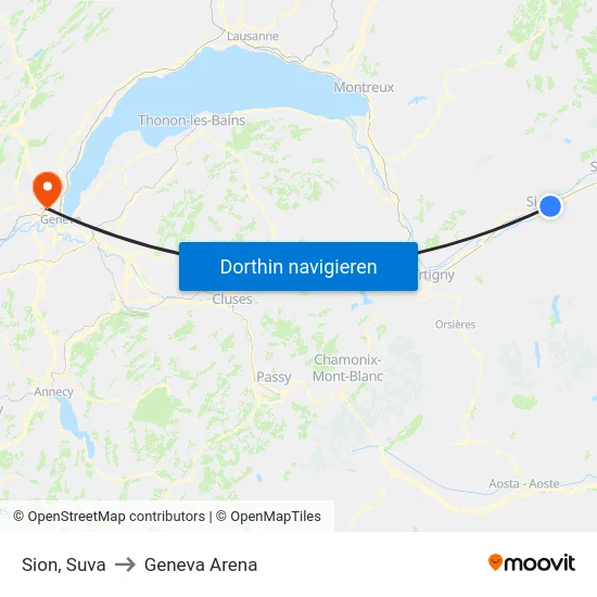 Sion, Suva to Geneva Arena map