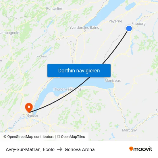 Avry-Sur-Matran, École to Geneva Arena map