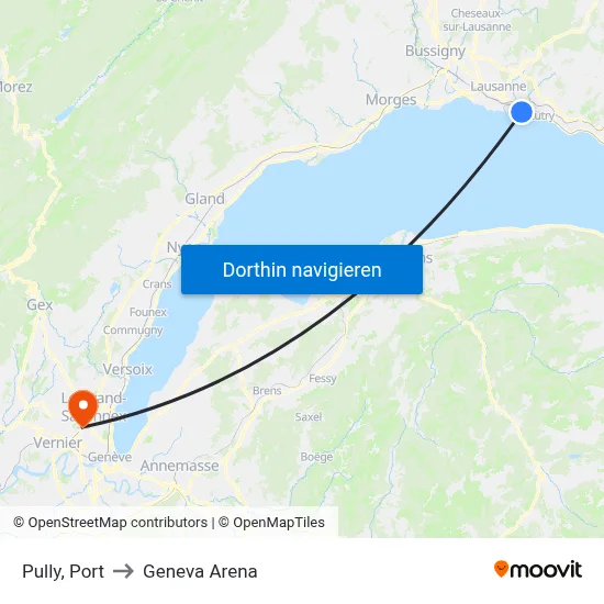 Pully, Port to Geneva Arena map