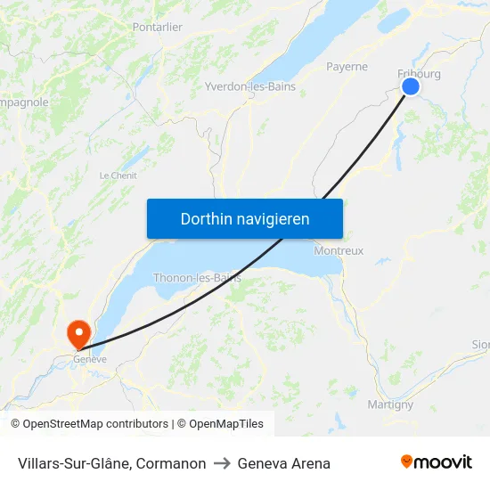 Villars-Sur-Glâne, Cormanon to Geneva Arena map