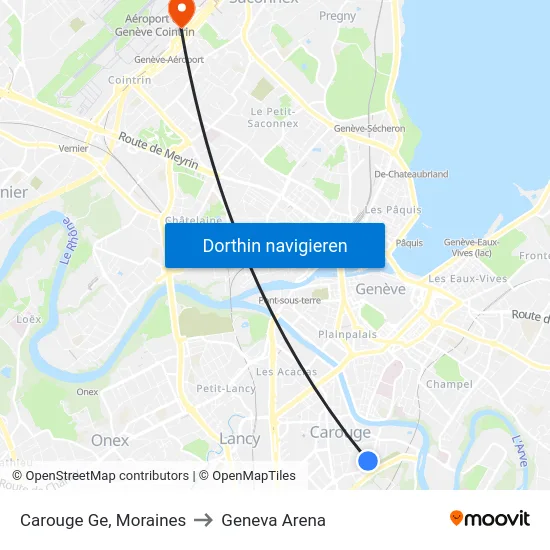 Carouge Ge, Moraines to Geneva Arena map