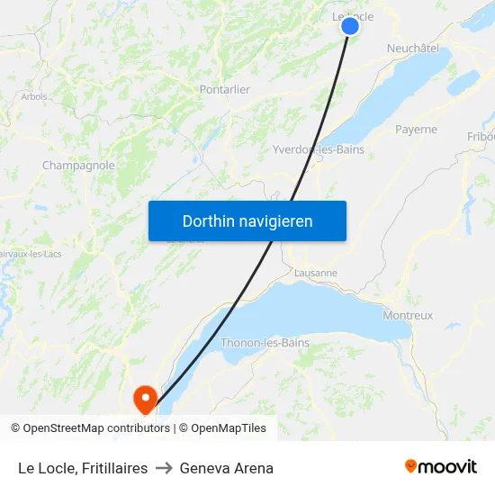 Le Locle, Fritillaires to Geneva Arena map