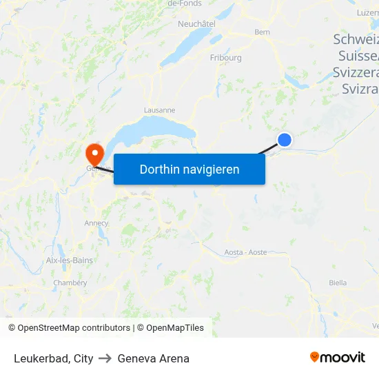 Leukerbad, City to Geneva Arena map