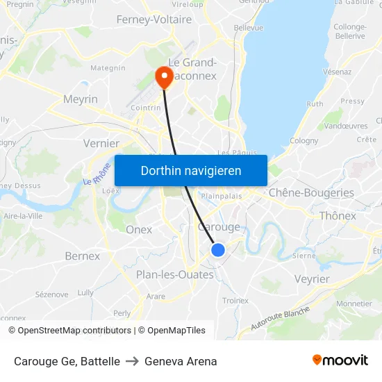 Carouge Ge, Battelle to Geneva Arena map
