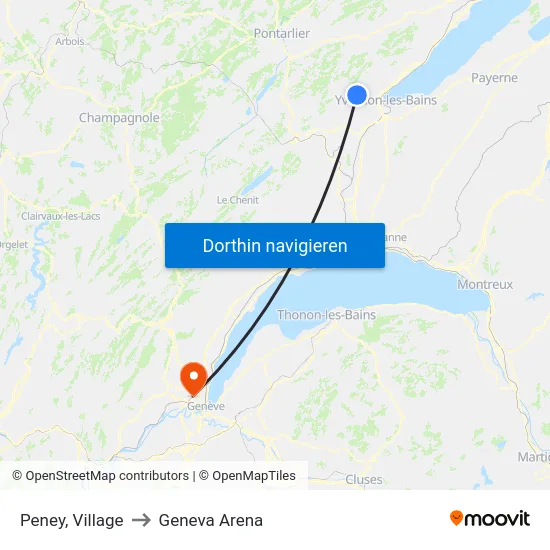 Peney, Village to Geneva Arena map