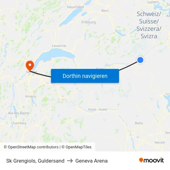 Sk Grengiols, Guldersand to Geneva Arena map