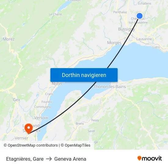 Etagnières, Village to Geneva Arena map