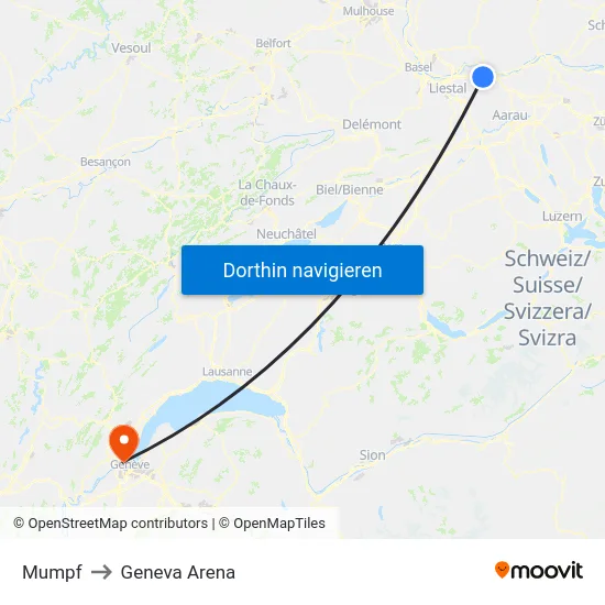 Mumpf to Geneva Arena map
