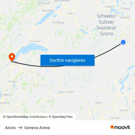 Airolo to Geneva Arena map