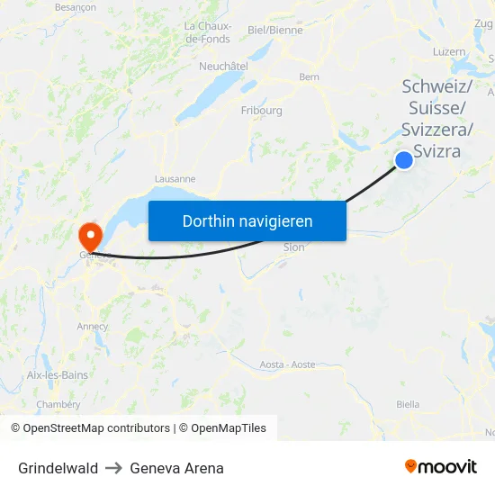 Grindelwald to Geneva Arena map