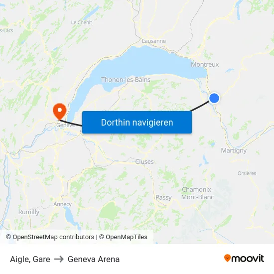 Aigle, Marjolin to Geneva Arena map