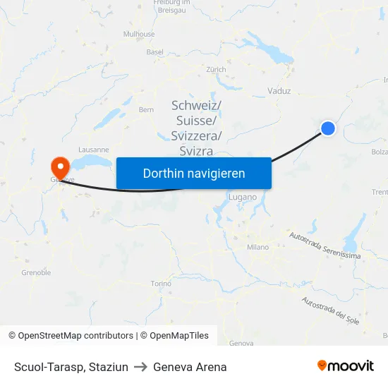 Scuol-Tarasp, Staziun to Geneva Arena map