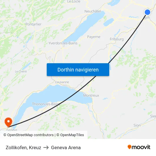 Zollikofen, Kreuz to Geneva Arena map
