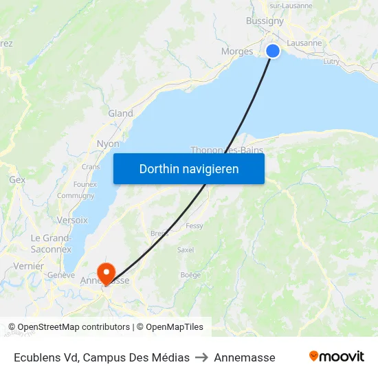 Ecublens Vd, Campus Des Médias to Annemasse map