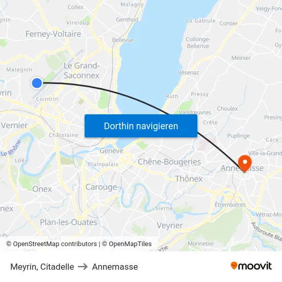Meyrin, Citadelle to Annemasse map