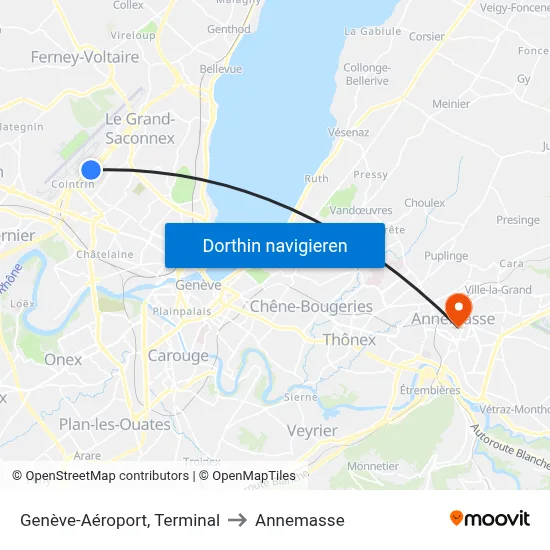 Genève-Aéroport, Terminal to Annemasse map