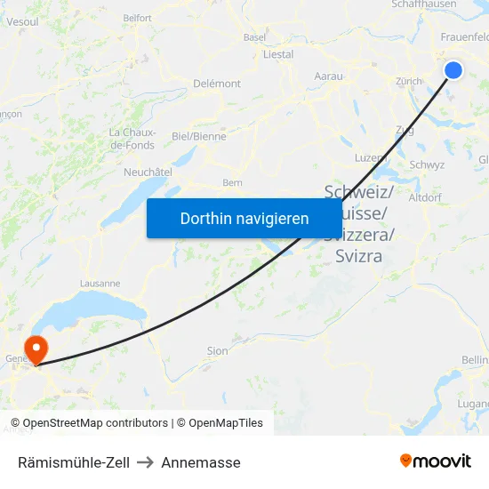 Rämismühle-Zell to Annemasse map