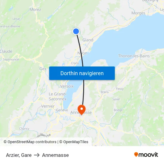 Arzier, Gare to Annemasse map