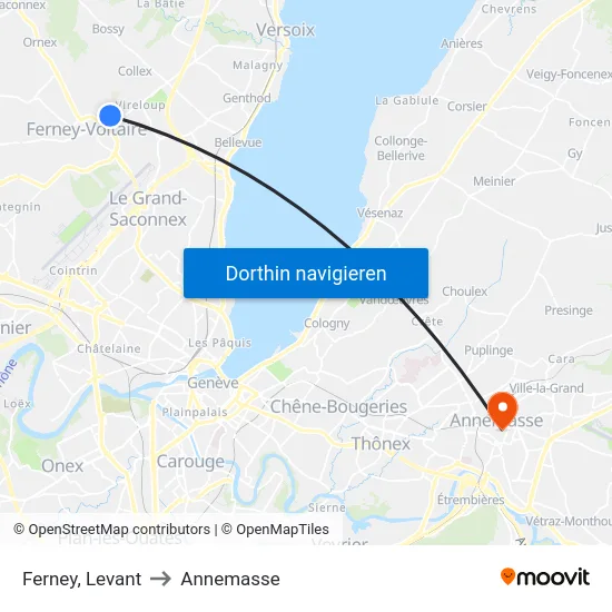 Ferney, Levant to Annemasse map
