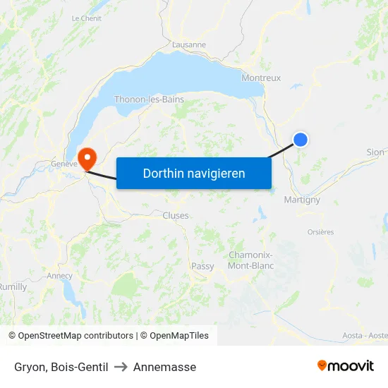 Gryon, Bois-Gentil to Annemasse map