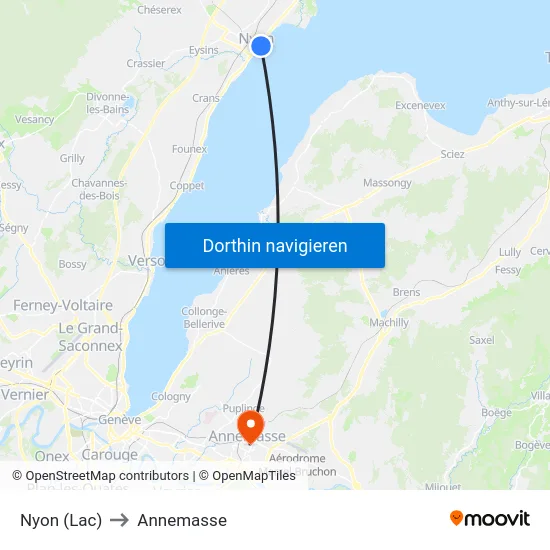 Nyon (Lac) to Annemasse map