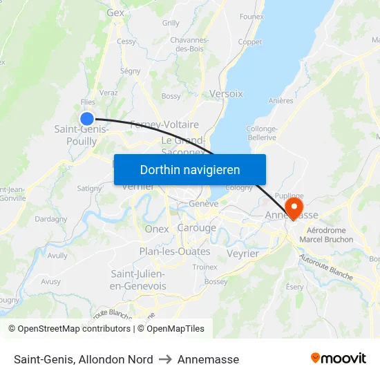 Saint-Genis, Allondon Nord to Annemasse map